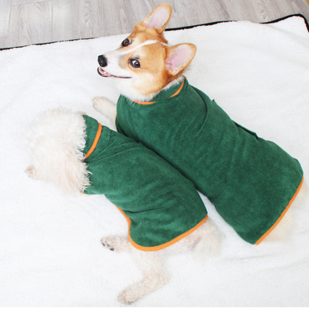 Absorbent Pet Bathrobe Towel Quick Drying & Soft Pet Robe Green