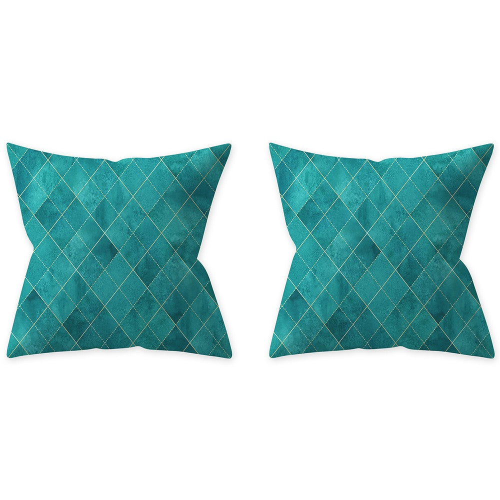 Pillow Cover 2-Pack Aqua Turquoise Blue Cushion Cover Throw Pillow Cover -Diamond