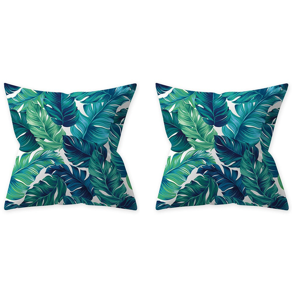 Pillow Cover 2-Pack Aqua Turquoise Blue Cushion Cover Throw Pillow Cover -Leaves