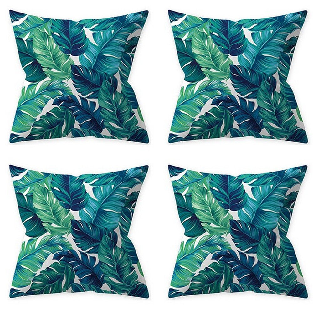 Pillow Cover 4-Pack Aqua Turquoise Blue Cushion Cover Throw Pillow Cover -Leaves