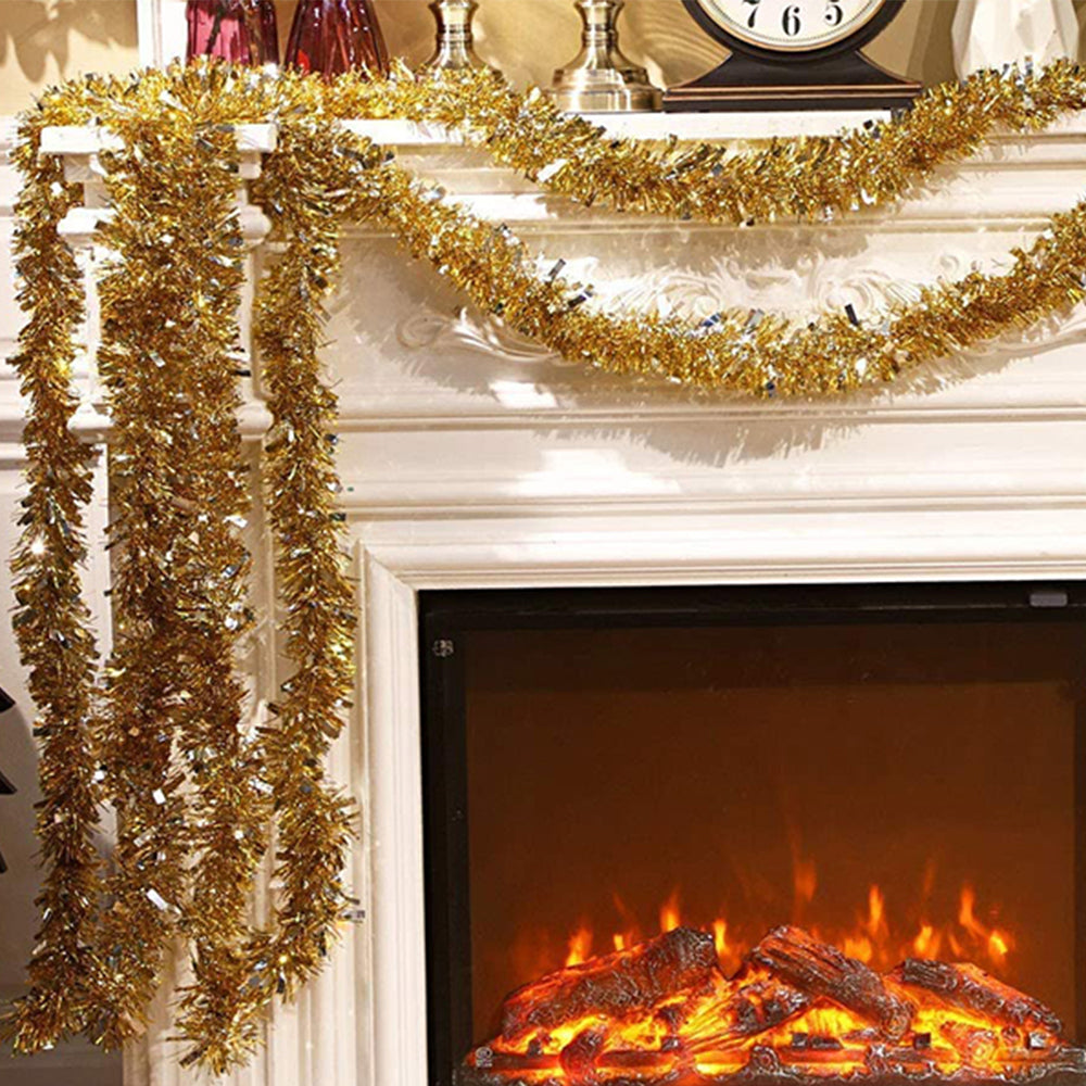 2Pcs Gold Christmas Tinsel Garland Xmas Decor Home Decor