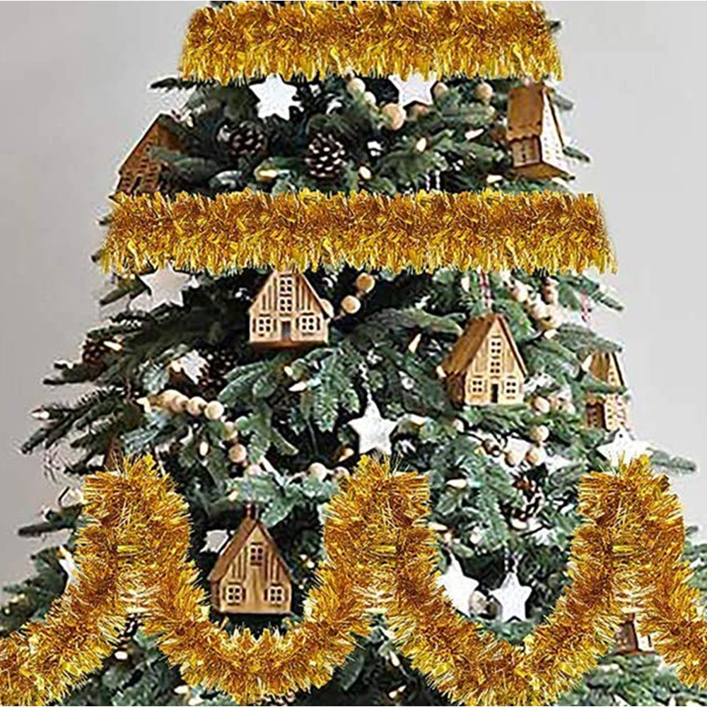 2Pcs Gold Christmas Tinsel Garland Xmas Decor Home Decor