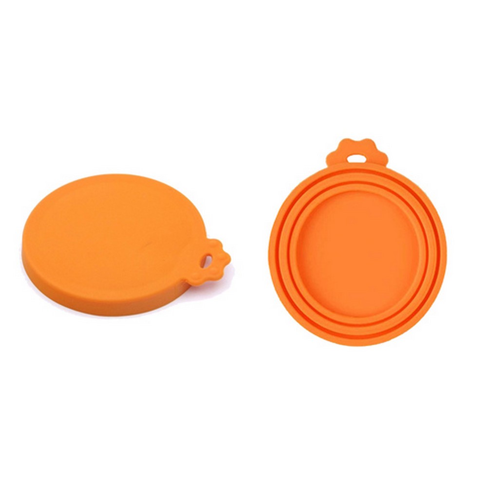 2 Pieces Silicone Reusable Pet Food Can Cover - Orange and Pink