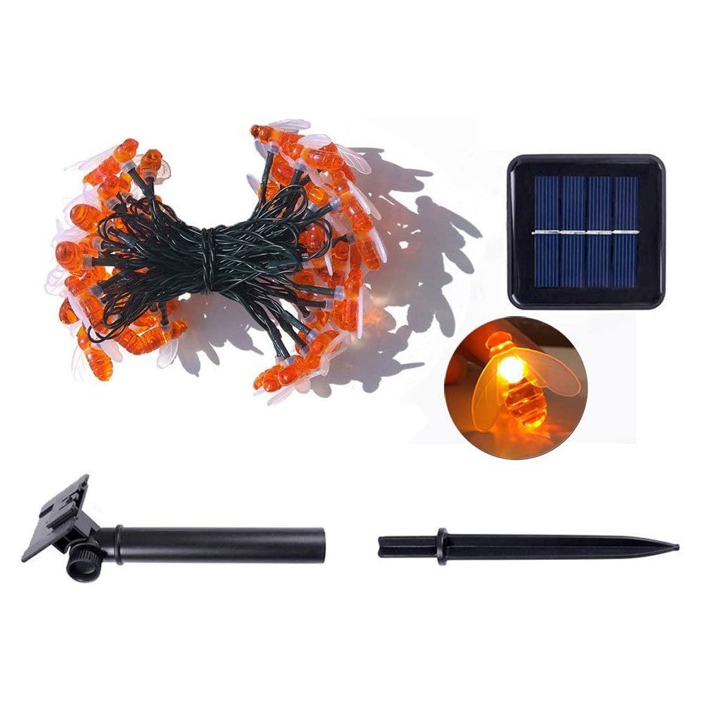 30 LED Honey Bee Outdoor Solar String Lights