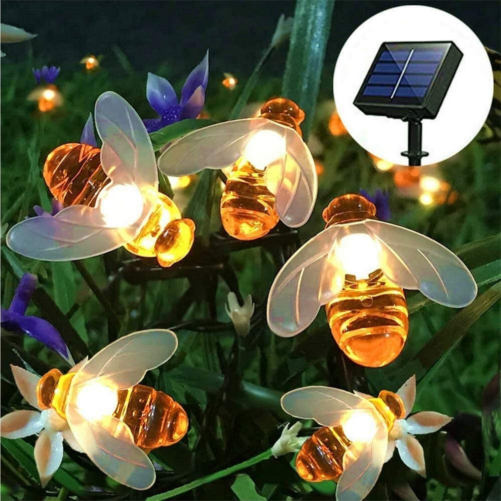 30 LED Honey Bee Outdoor Solar String Lights