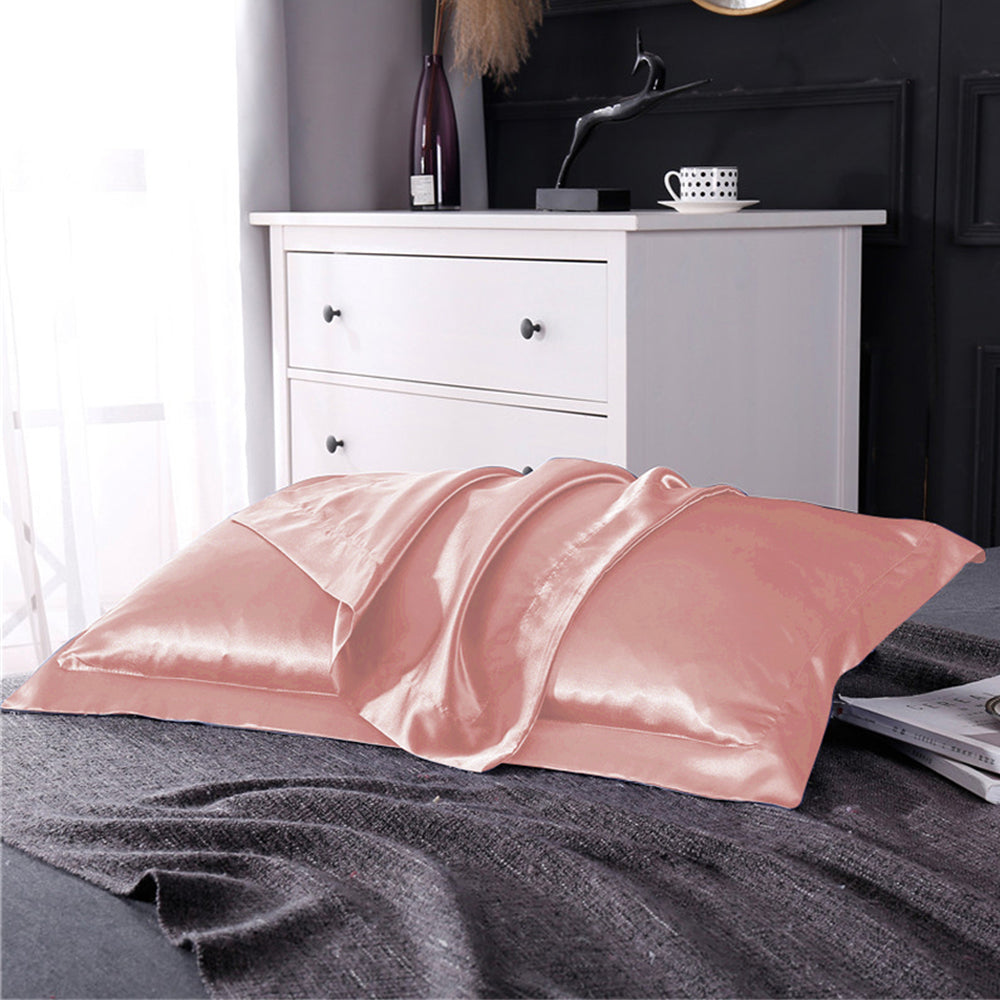 2 Pairs of Silky Satin Pillowcases Soft Breathable Pillowcase Pillow Cover PILLW IS NOT INCLUDED Pink