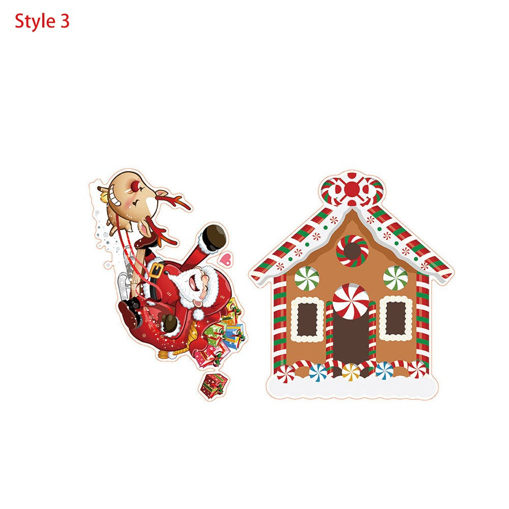 2Sets Santa Claus Wall Sticker Self-Adhesive Sticker