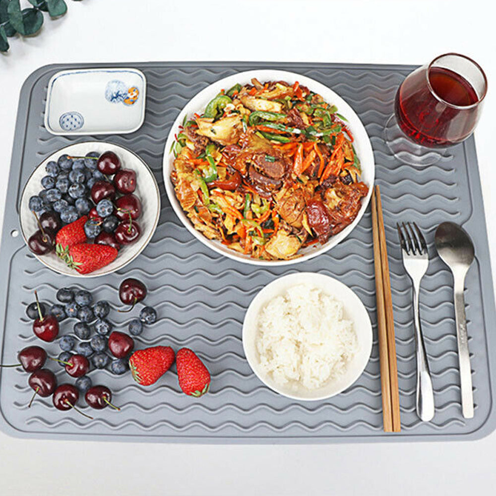 1pc Silicone Dish Drying Mat Heat Resistant Placemat Drain Pad