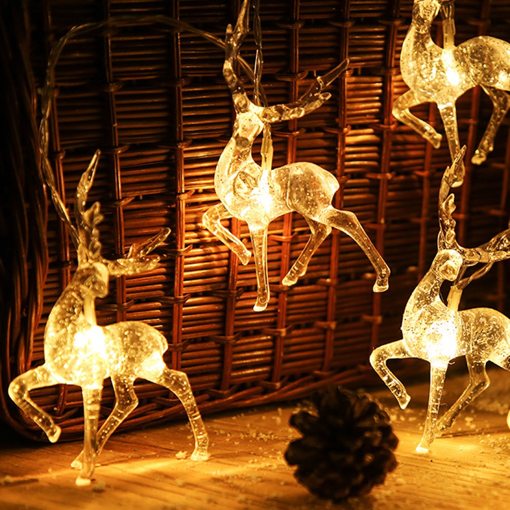 2pcs Christmas Lights LED Elk String Light Battery Powered Indoor Light String Home Party Decor