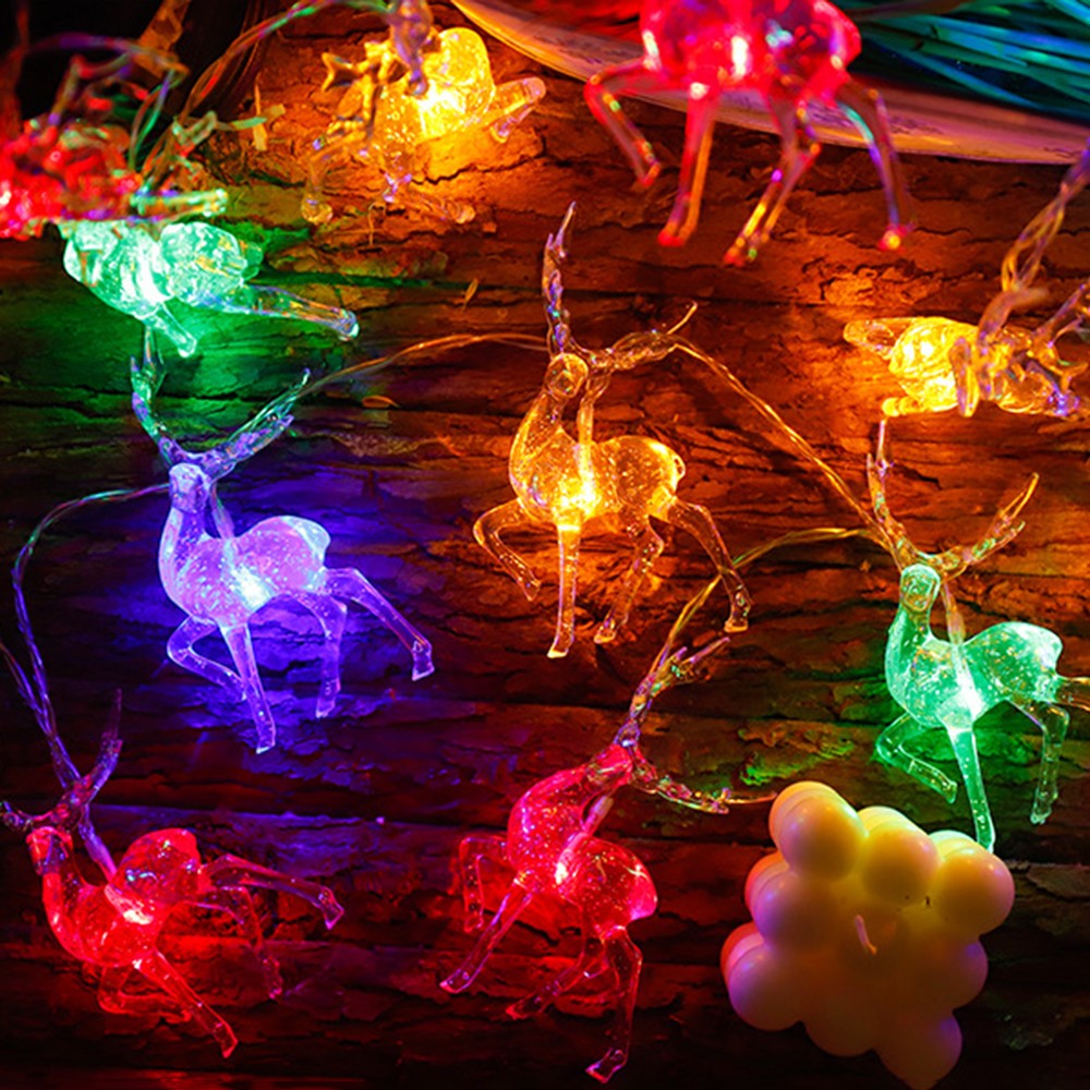 2pcs Christmas Lights LED Elk String Light Battery Powered Indoor Light String Home Party Decor