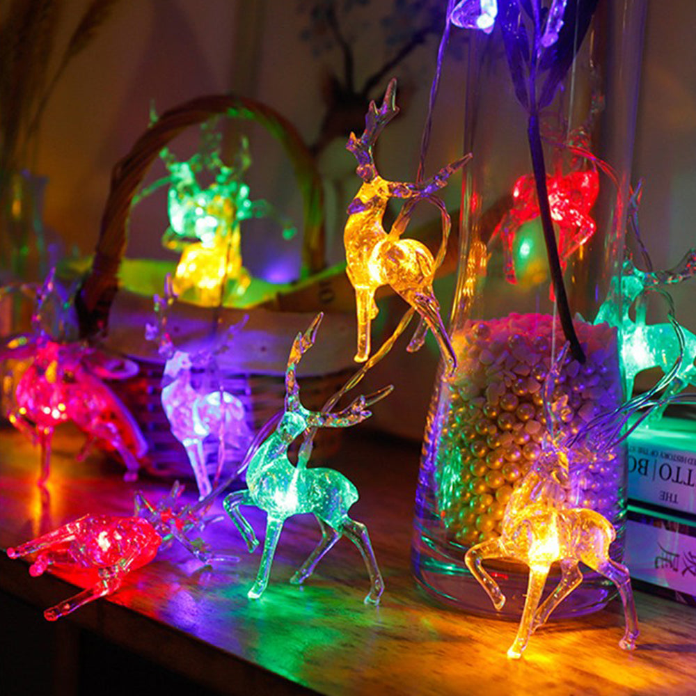 2pcs Christmas Lights LED Elk String Light Battery Powered Indoor Light String Home Party Decor