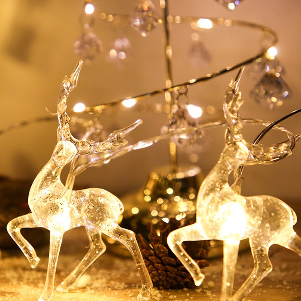 2pcs Christmas Lights LED Elk String Light Battery Powered Indoor Light String Home Party Decor