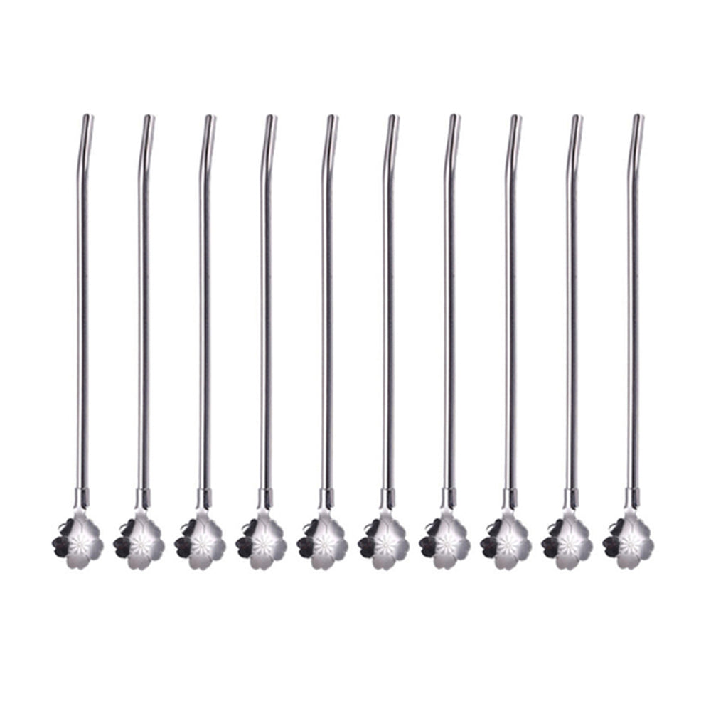 20PCS Stainless Steel Dual-Use Straws Spoon Tip