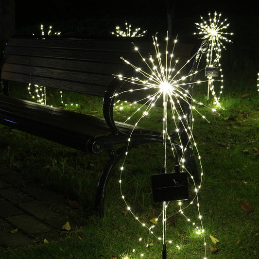 2X Solar Fireworks Lights LED Fairy Lights Copper Wire Ground Light Warm White