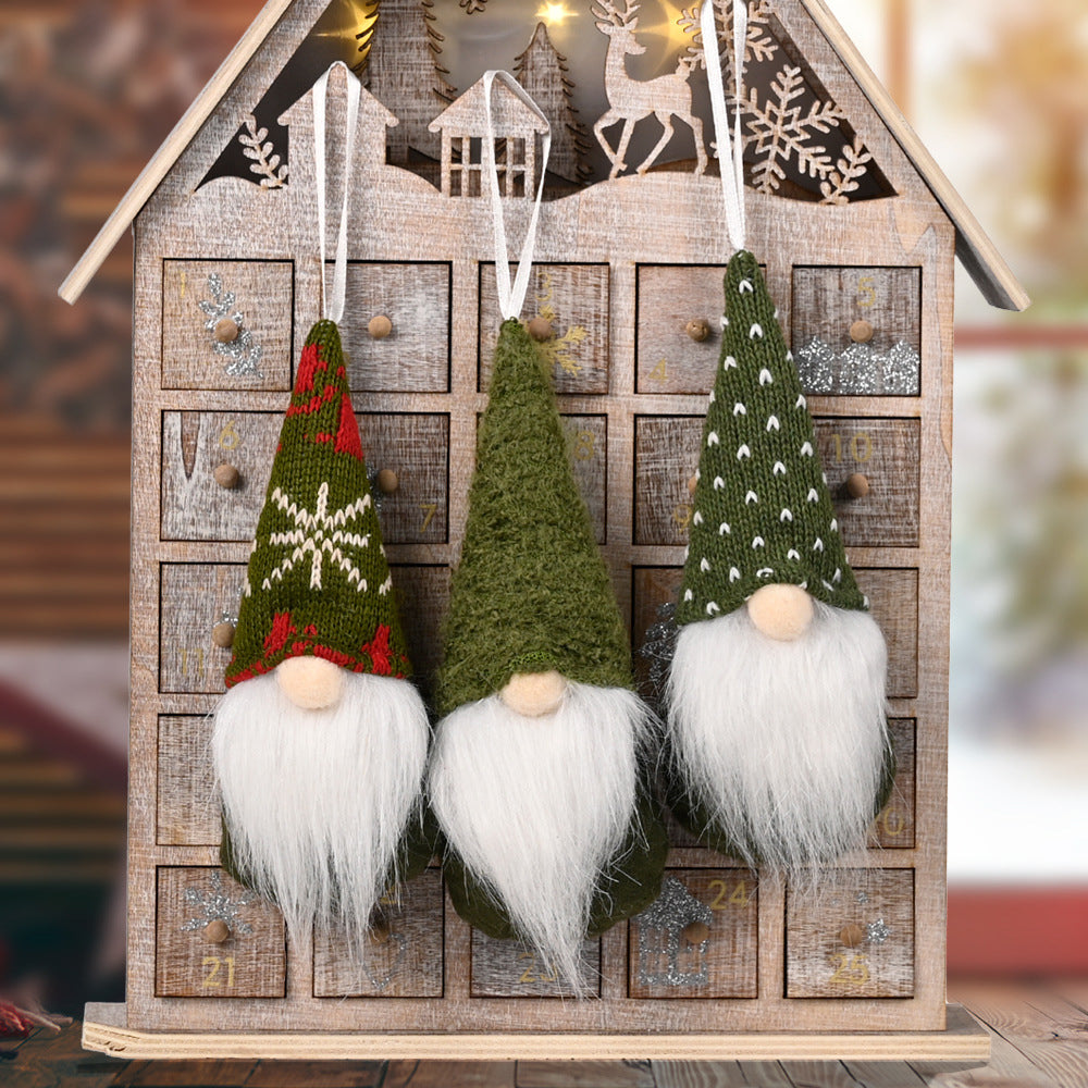 Faceless Gnome Christmas Ornaments Handmade Elf Plush Ornaments Xmas Tree Hanging Decorative Santa Elf -Green