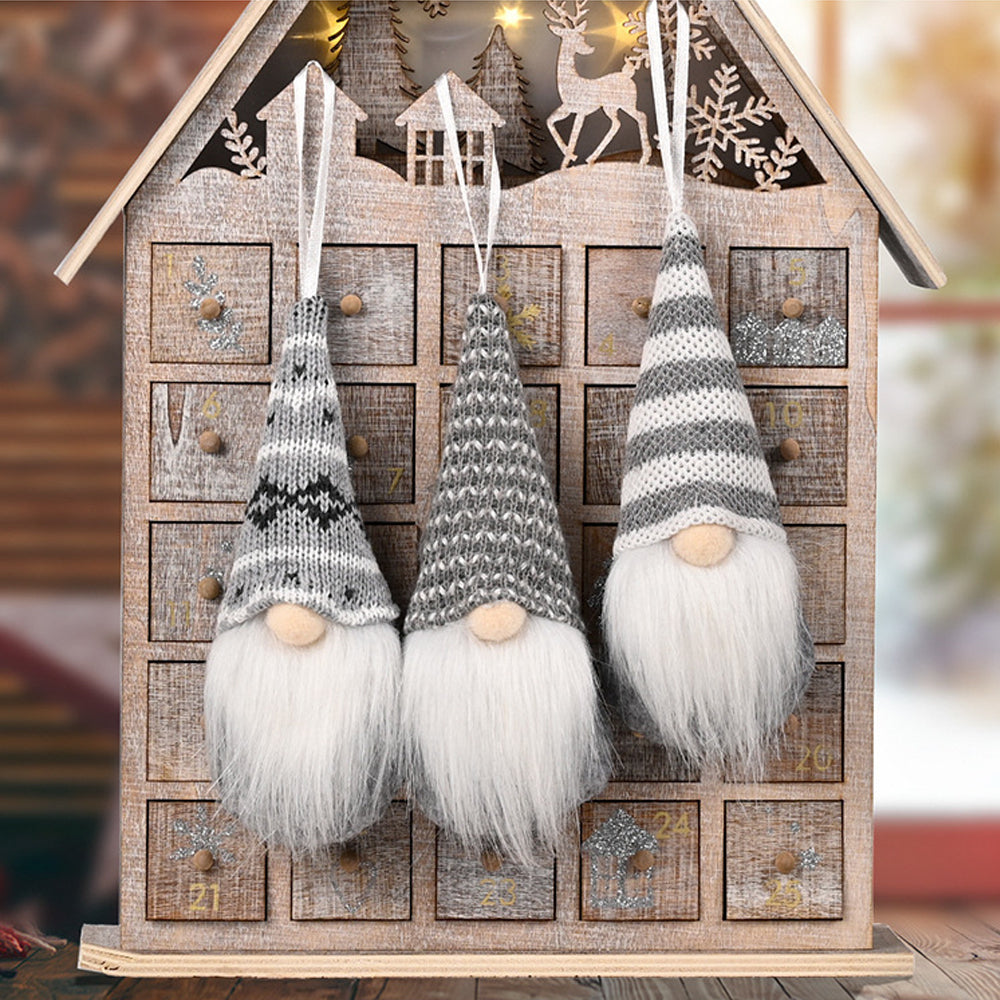 Faceless Gnome Christmas Ornaments Handmade Elf Plush Ornaments Xmas Tree Hanging Decorative Santa Elf -Gray