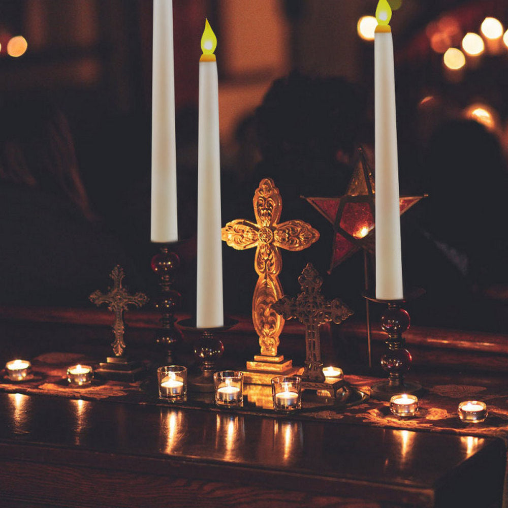 12pcs Flameless Taper Candles LED Flickering Candlesticks Light for Home Wedding Parties Holiday Decor
