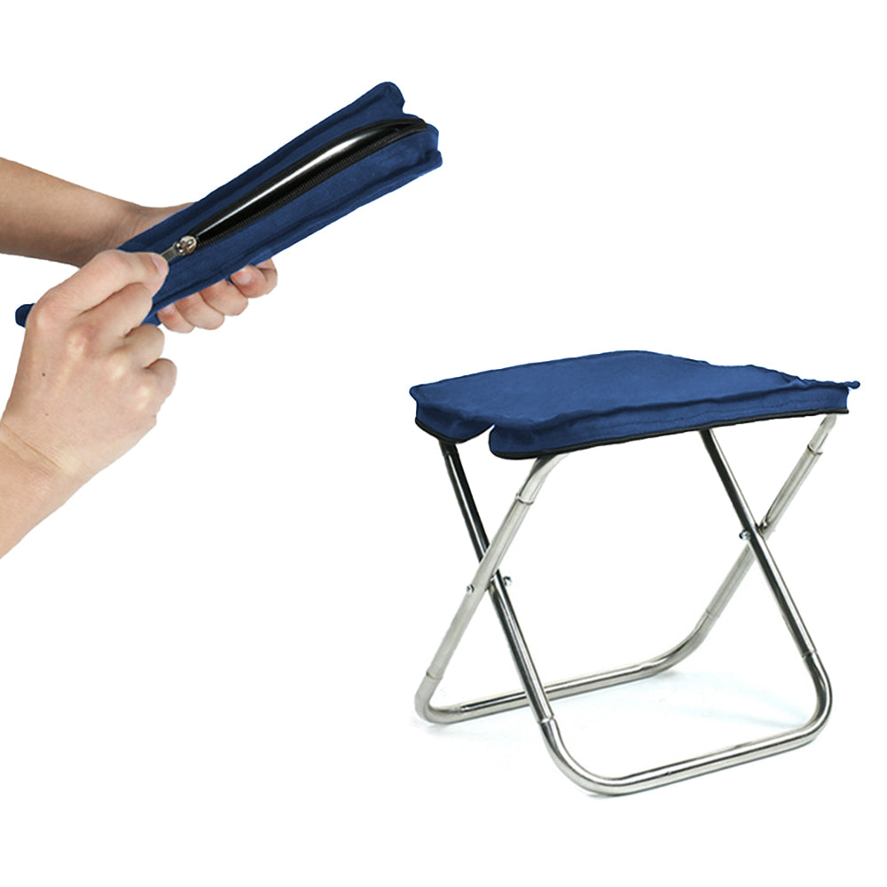 Portable Stainless Steel Camping Chair with Zipper Outdoor Hand Bag Folding Chair