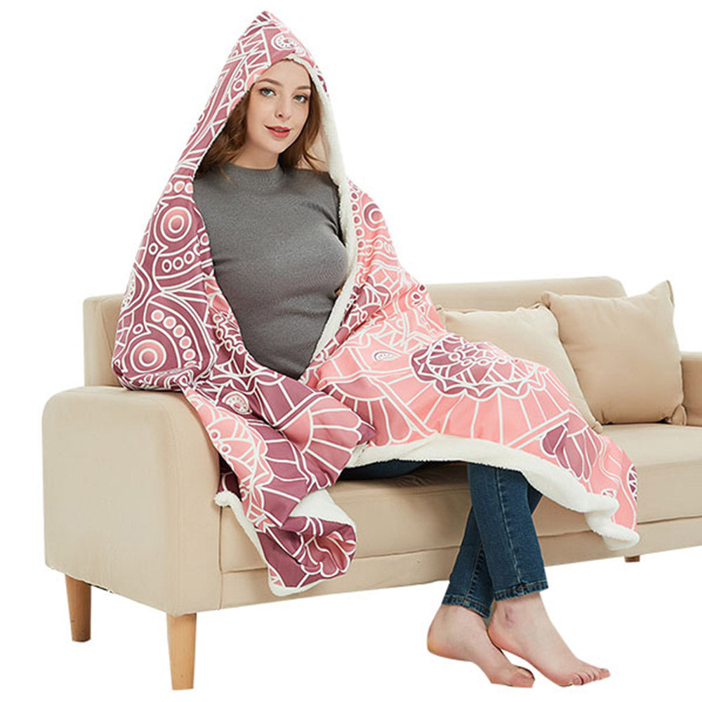 Pink Home Warm Hoodie Plush Blanket