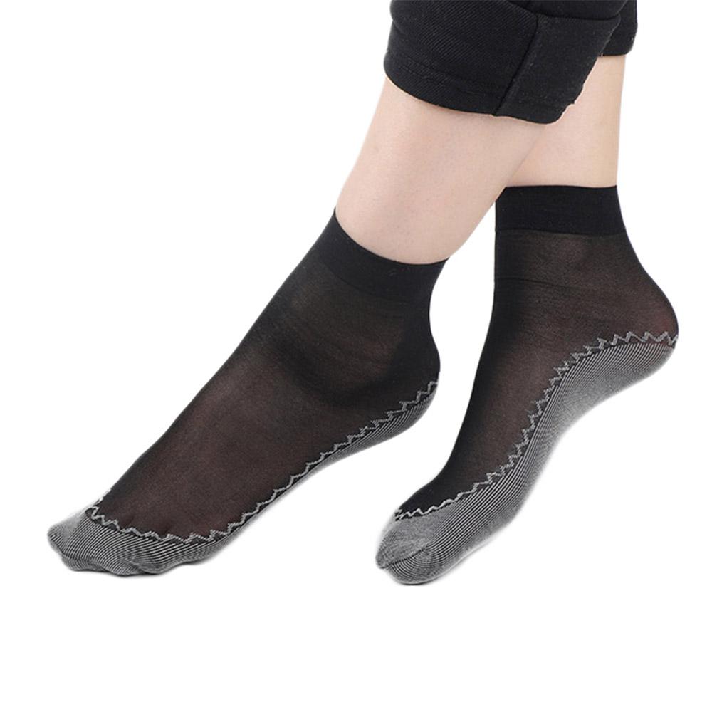 10 Pairs of Women Silky Sole Socks for Daily-Black + Beige