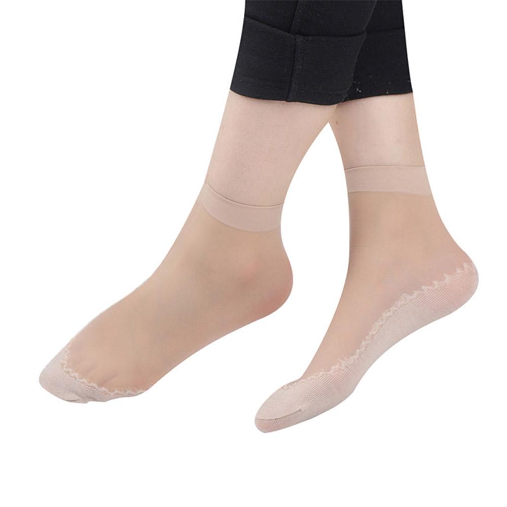 10 Pairs of Women Silky Sole Socks for Daily-Black + Beige