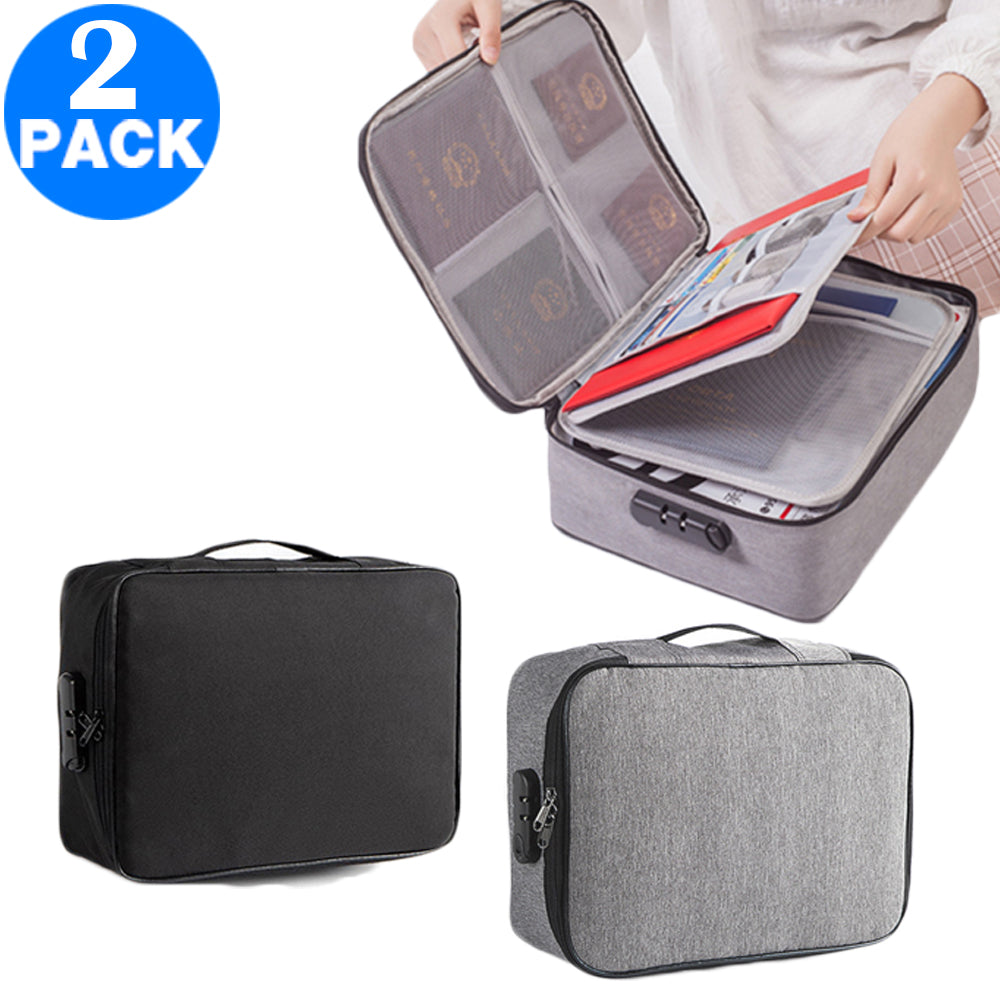 1 or 2Pcs Document Storage Bag Certification Organiser Travel Handbag with Lock