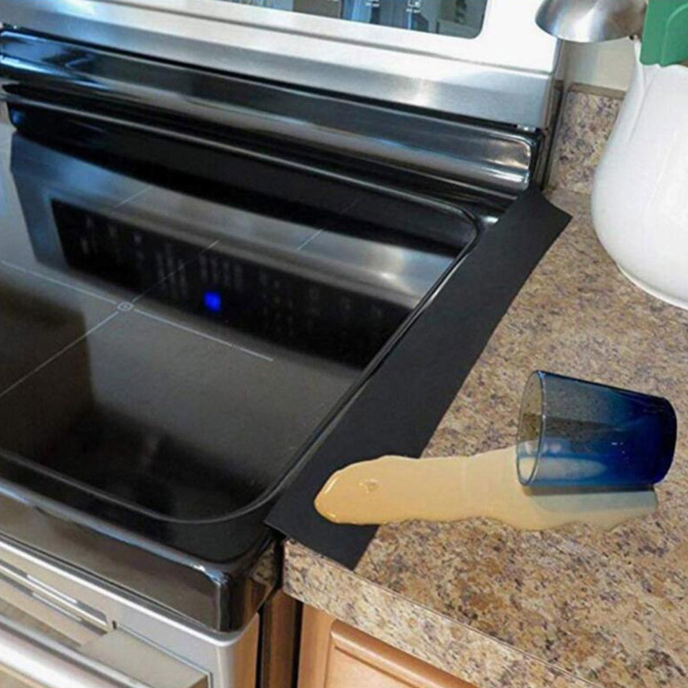 2pcs Kitchen 25 Inches Silicone Stove Gap Covers-Black and Transparent