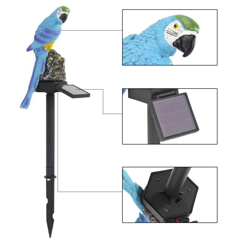 2 X Animal Parrot Shape Solar Powered Garden Night Lights Yard Lamps