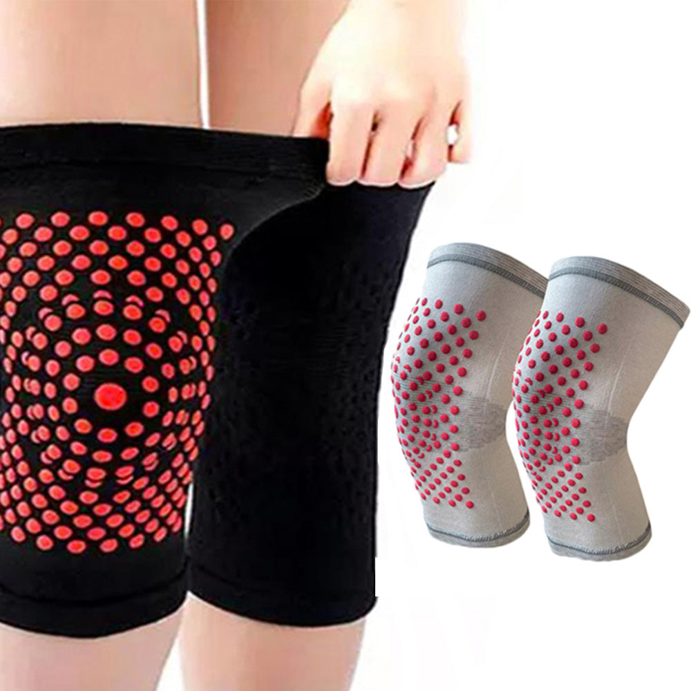 2 Pairs of Self Heating Knee Pads Knee Sleeves Knee Warmers Black Grey M
