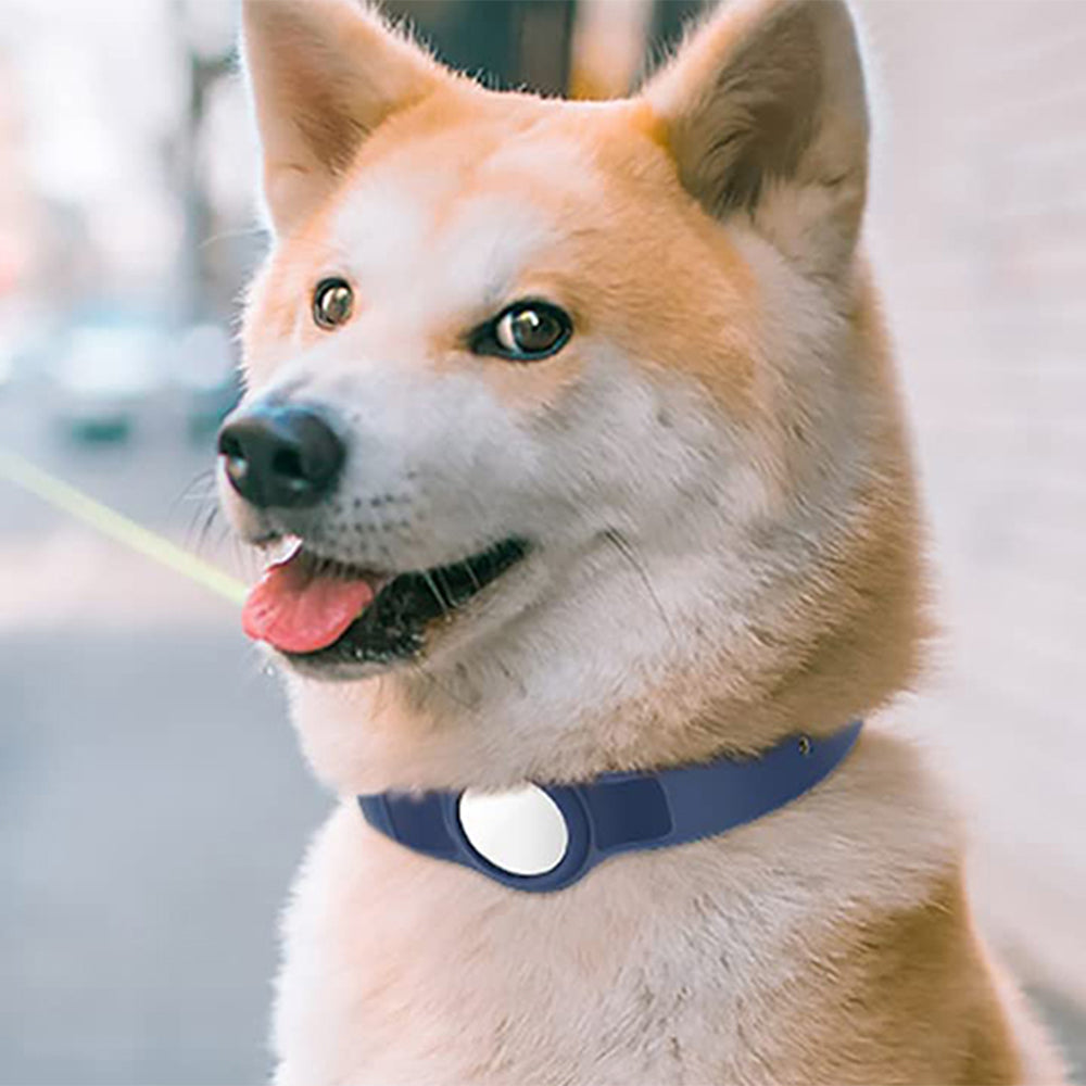 Pet Collar with AirTag Container Dark Blue