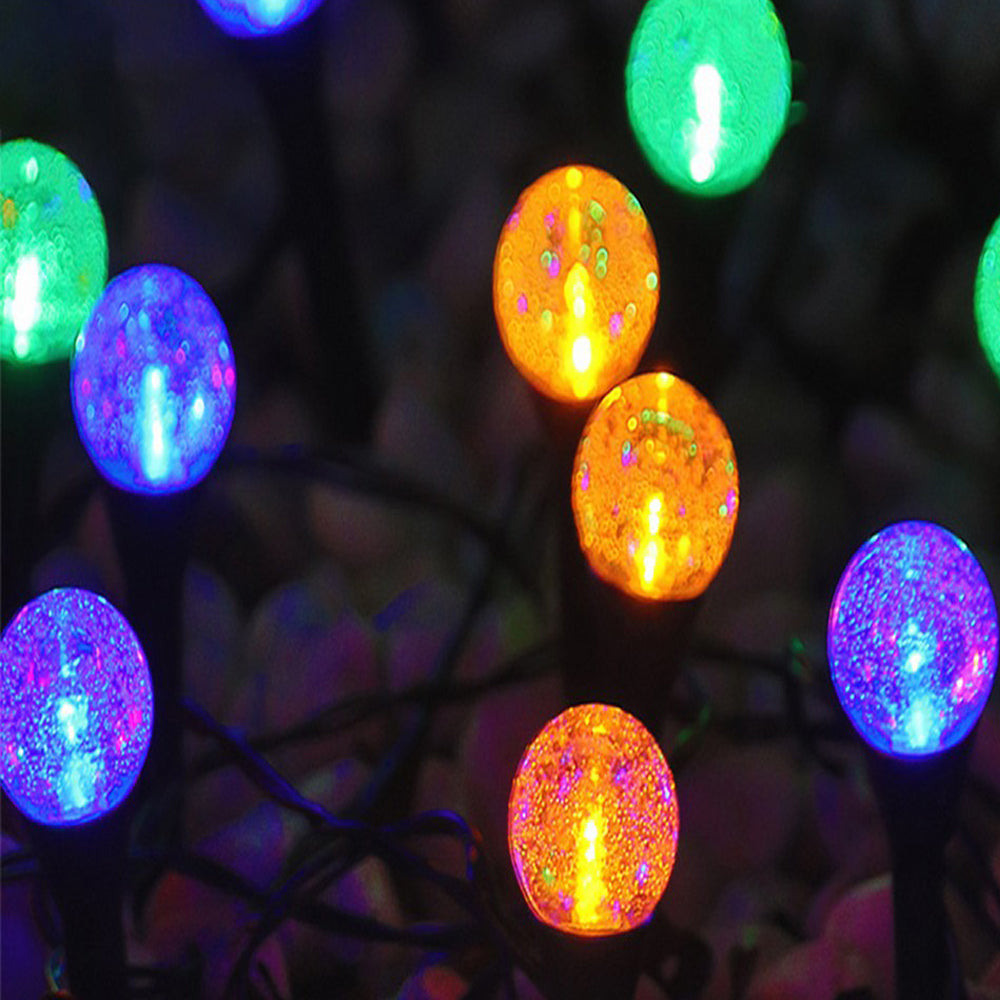 2Pcs 10 in 1 Outdoor Solar Bubble Ball String Lights -Multicolor and Warm