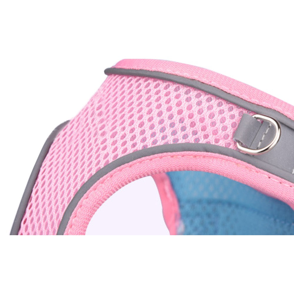 Reflective Pet Harness Leash Set Pink