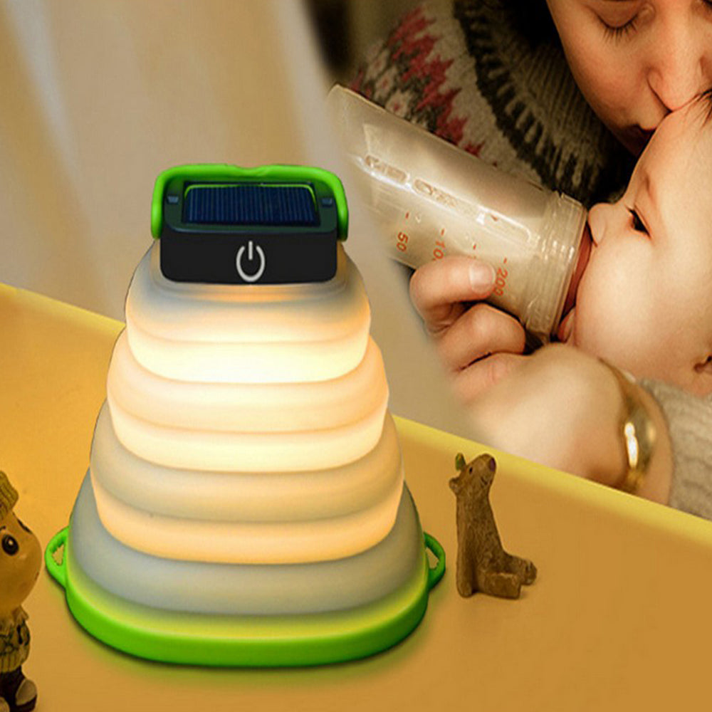 2X Collapsiable Solar Lamp Green Black
