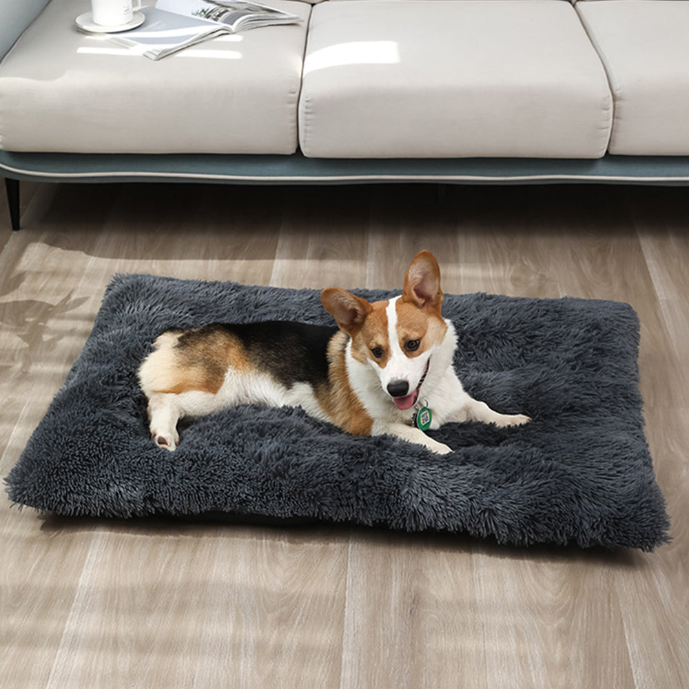 65x50cm Pet Warm Pad Dog Bed Pad Pet Plush Mat Cat Bed Pad Fluffy Dog Bed Black
