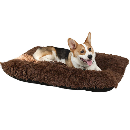 55x40cm Pet Warm Pad Dog Bed Pad Pet Plush Mat Cat Bed Pad Fluffy Dog Bed Coffee