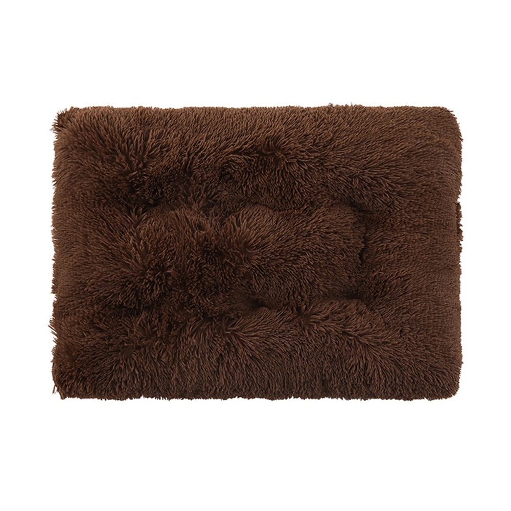 80x55cm Pet Warm Pad Dog Bed Pad Pet Plush Mat Cat Bed Pad Fluffy Dog Bed Coffee