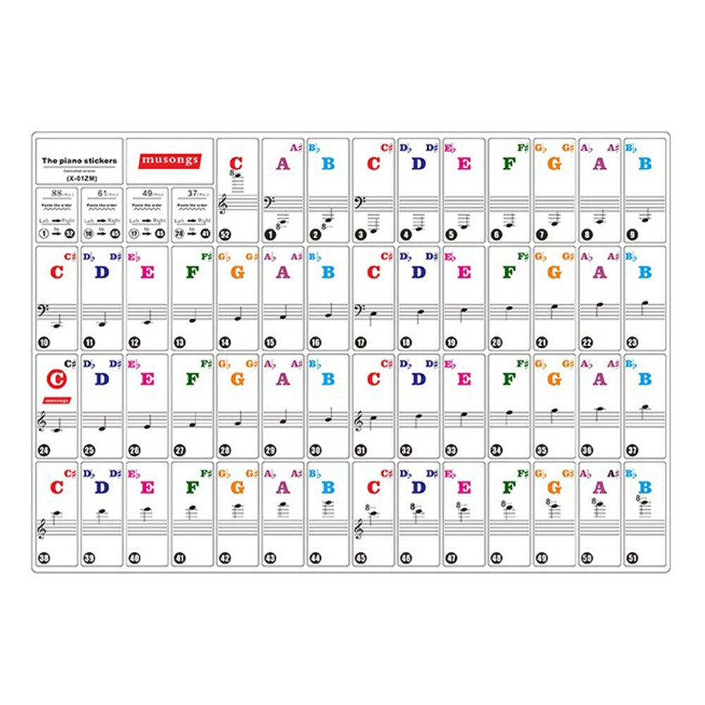 Piano Keys Stickers for 88 Key Piano