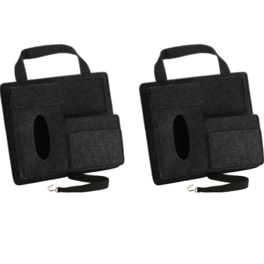 2Pcs Car Seat Back Storage Bag Car Backseat Organizer for Kids Durable Travel Accessories -Black