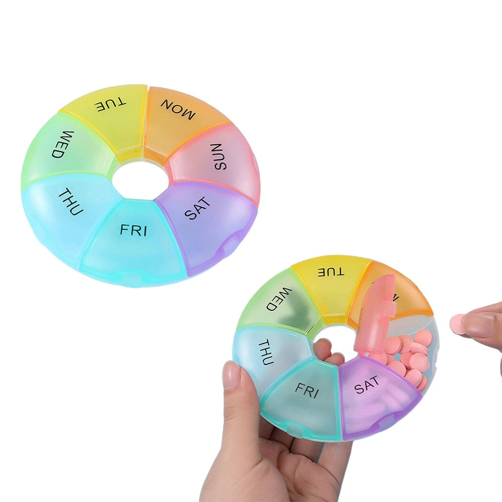 Weekly Pill Organizer Portable Travel 7 Day Pill Case Daily Pill Box Dispenser Medicine Planner Colorful