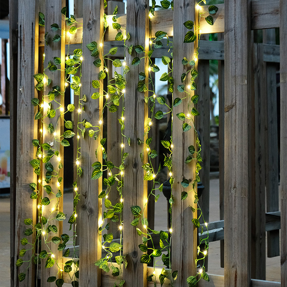 2pcs String Lights Artificial Ivy Vine Lights for Wall Room Wedding Indoor Party Festival Decor -Style 1