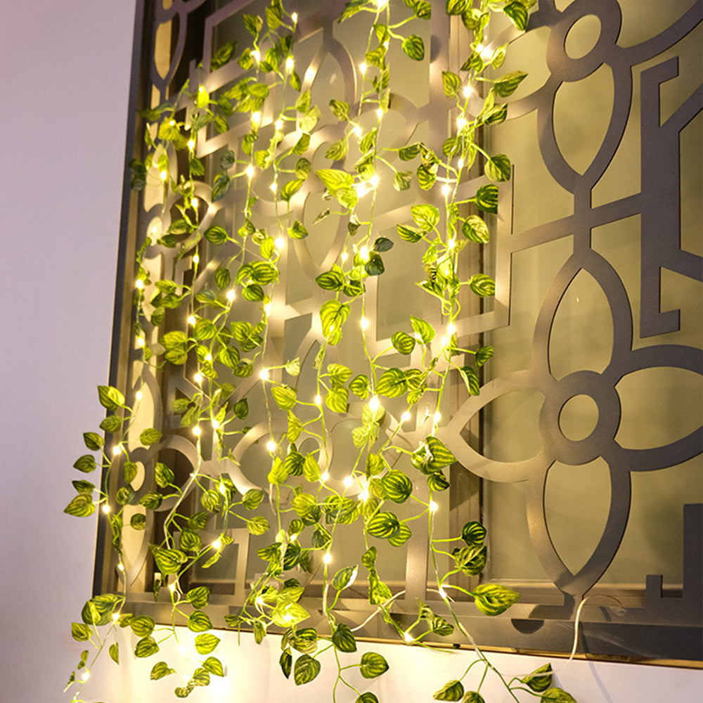 2pcs String Lights Artificial Ivy Vine Lights for Wall Room Wedding Indoor Party Festival Decor -Style 1