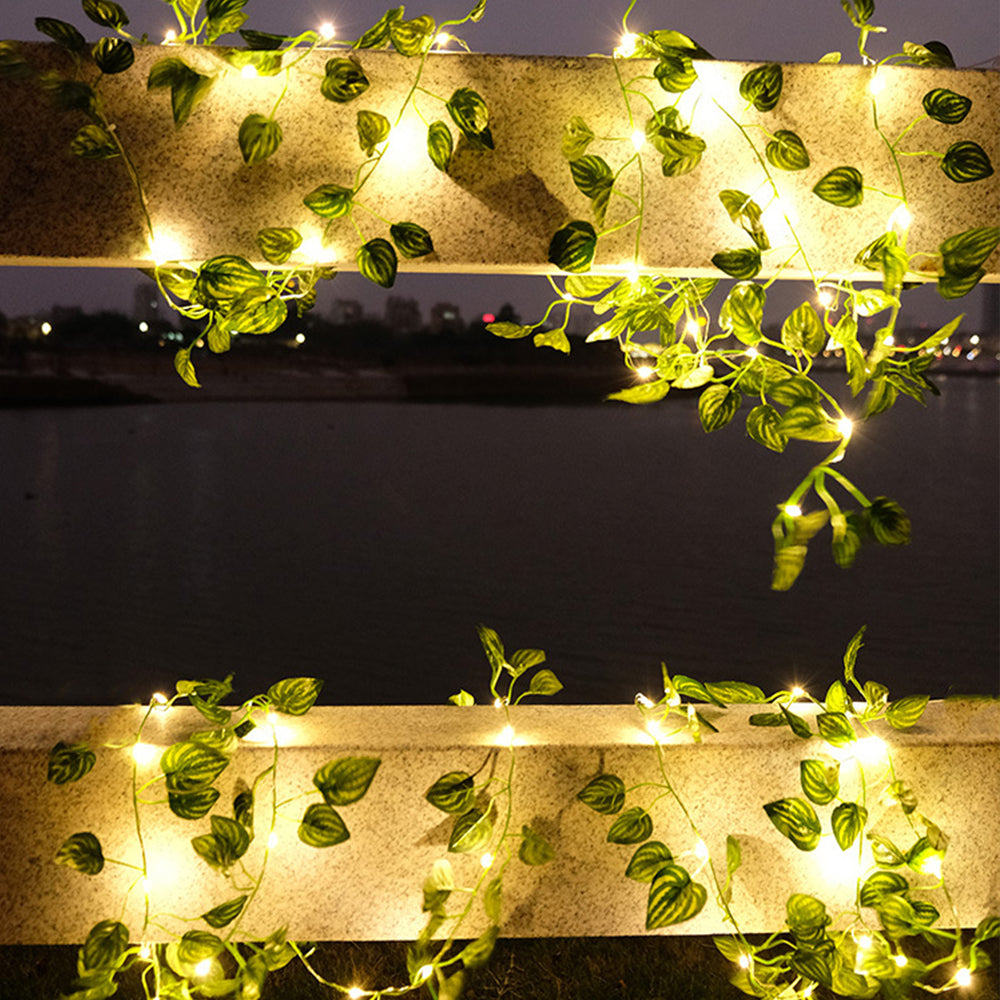 2pcs String Lights Artificial Ivy Vine Lights for Wall Room Wedding Indoor Party Festival Decor -Style 1