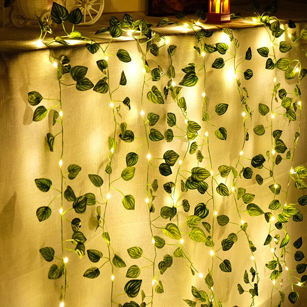 2pcs String Lights Artificial Ivy Vine Lights for Wall Room Wedding Indoor Party Festival Decor -Style 1