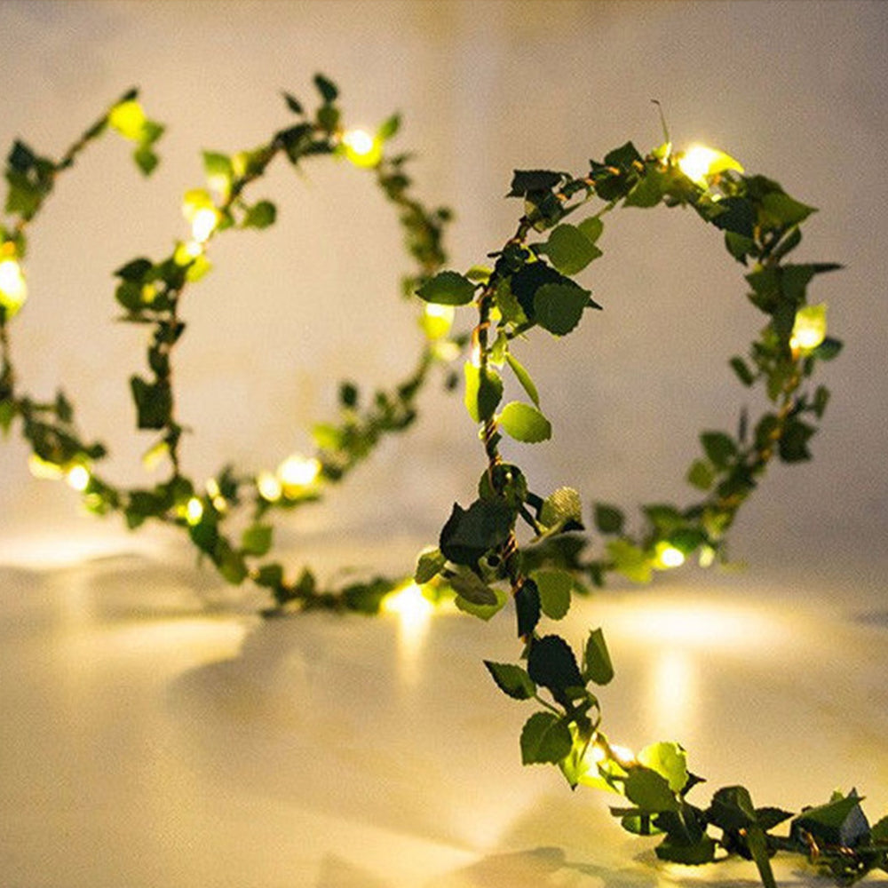 2pcs String Lights Artificial Ivy Vine Lights for Wall Room Wedding Indoor Party Festival Decor -Style 2