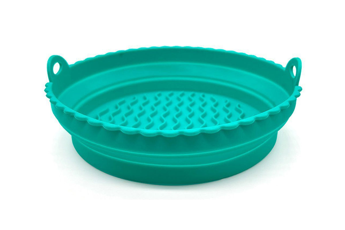 Reusable Collapsible Silicone Basket Heat Resistant Easy Cleaning Air Fryer Silicone Liners-Green