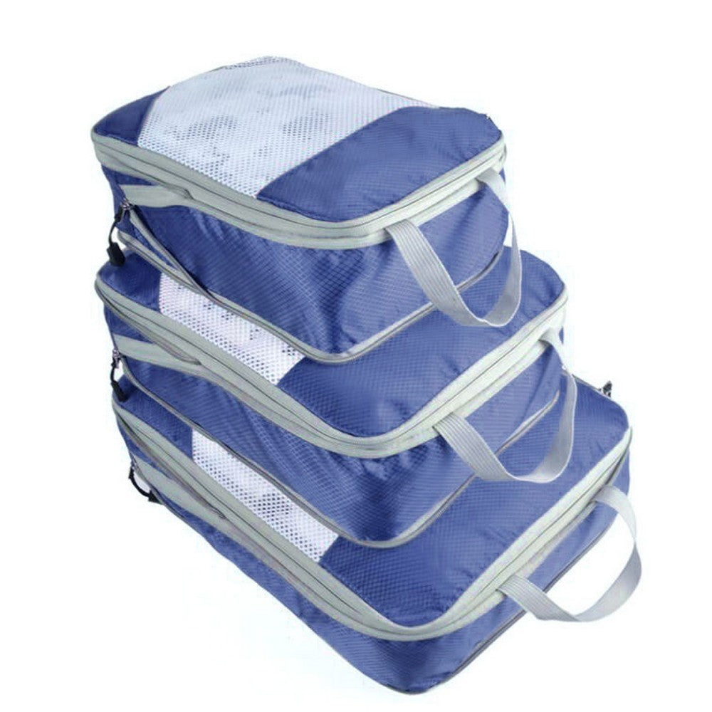 3-Piece Travel Compression Storage Bags -Navy
