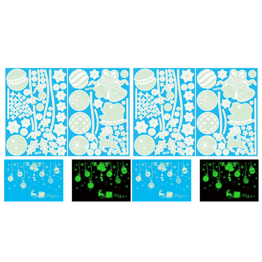 2 Sets Snowflake Window Stickers Christmas Window Clings Glow in the Dark for Home Christmas Party -Ball