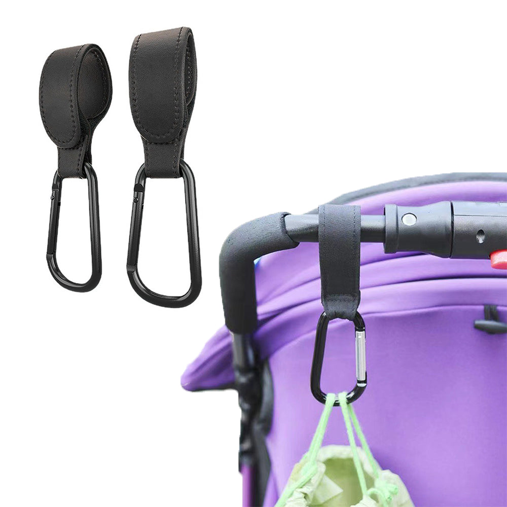 2Pcs Baby Stroller Hooks Adjustable Pushchair Hanger for Hanging Bags and Shopping -Black