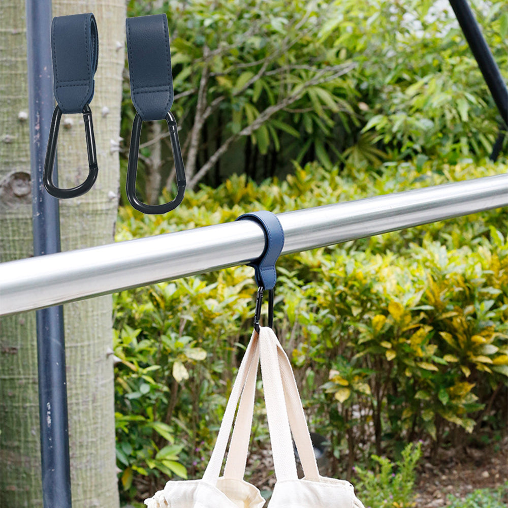 2Pcs Baby Stroller Hooks Adjustable Pushchair Hanger for Hanging Bags and Shopping -Blue