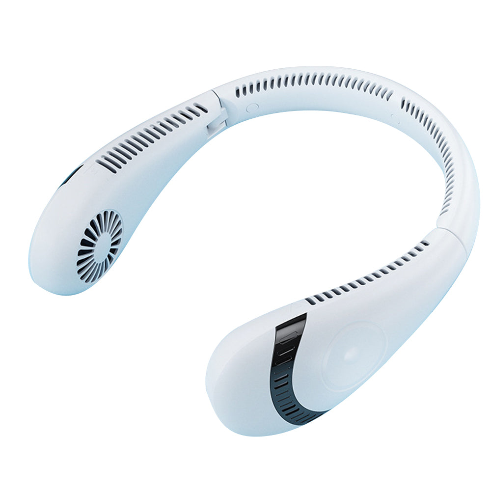 2PCS Portable Hanging Neck Fan Folding Rechargeable Personal Cooling Fan for Office Sports Traveling -White and Green